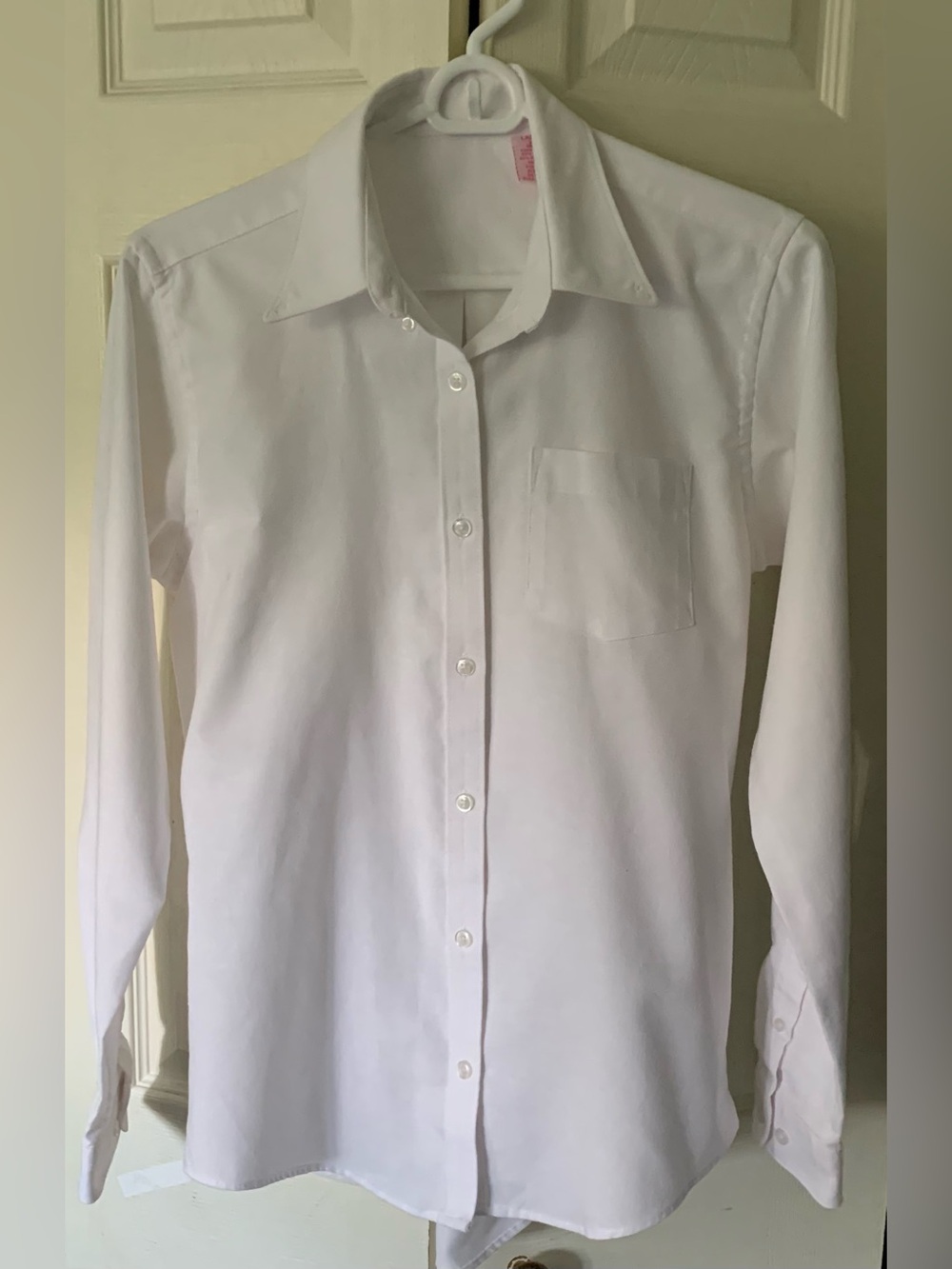 Classic Womens Button Down Shirt White Oxford Cotton Blend XS